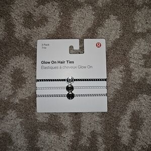 Lululemon 3 Pack Black, Silver and White Hair Ties